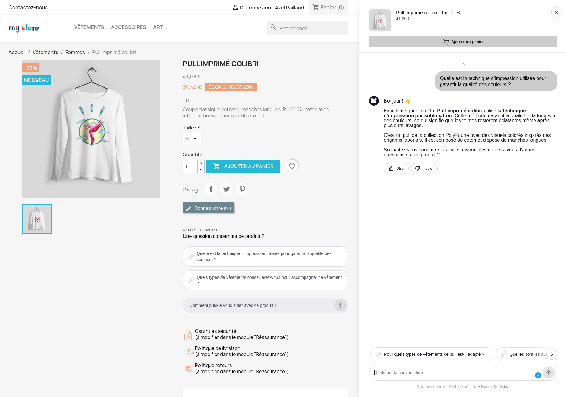 Exemple d'intégration Dialog dans PrestaShop