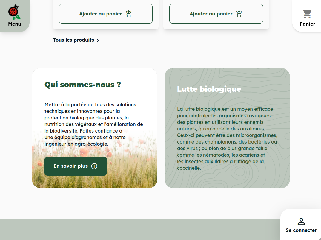 Une section de la page d'accueil du site insectosphere.fr