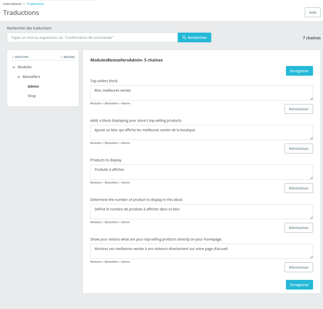 Interface traductions back-office PrestaShop