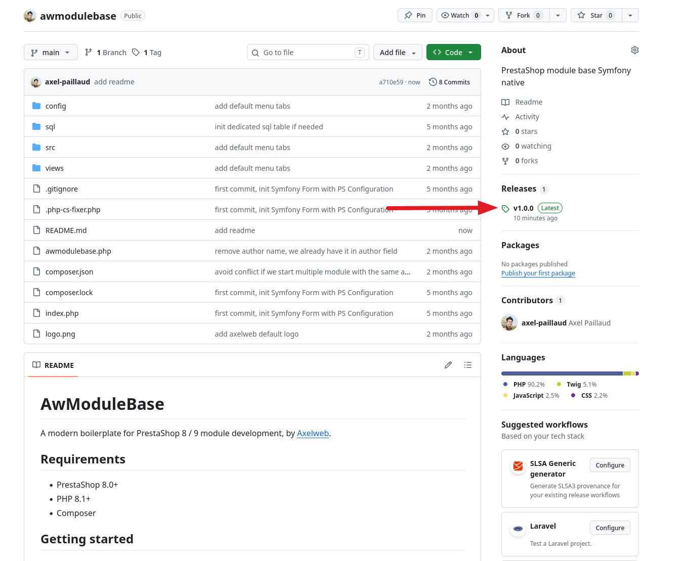 Téléchargement release GitHub awmodulebase